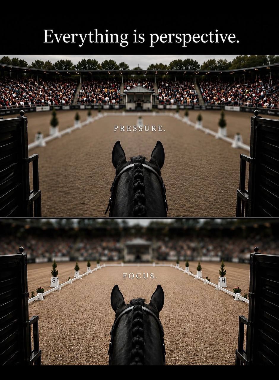 « Everything is perspective » — la même arène, deux regards : la foule (PRESSURE) ou la ligne (FOCUS).