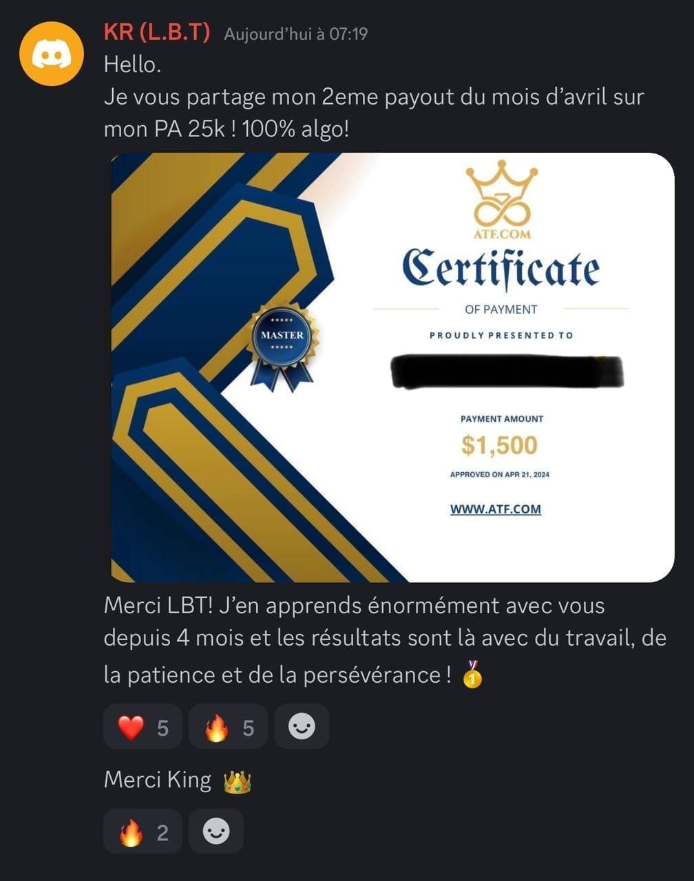 Retour membre LivePro — payout 6